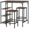 Industrial Counter Height Bar Table Set for 2 - Rustic Brown