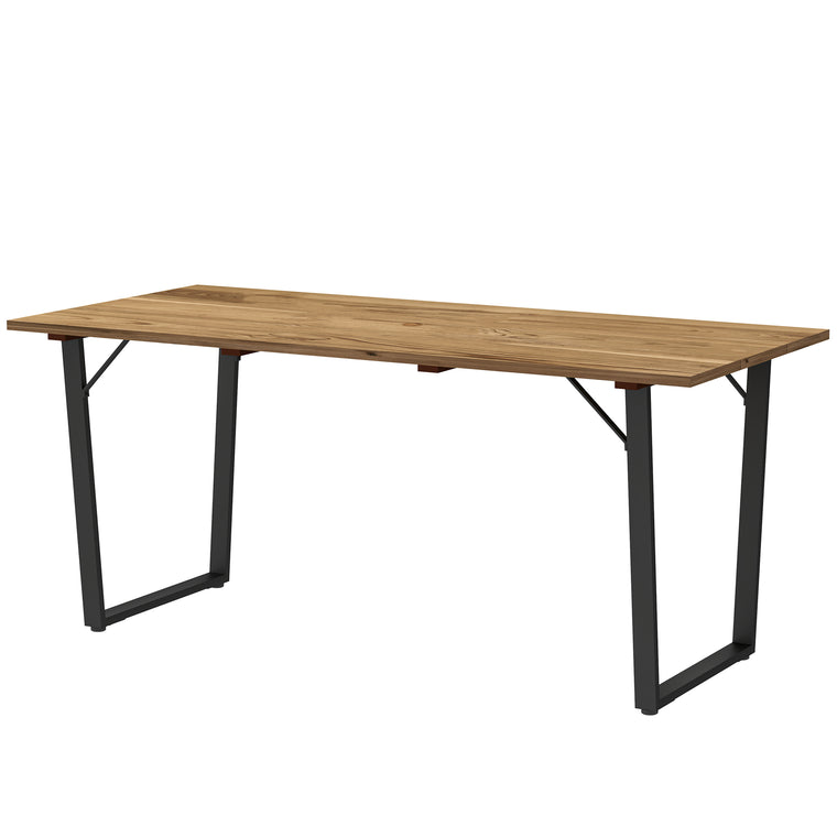 Wooden Dining Table for 6 with Umbrella Hole and Slats