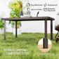 Metal Outdoor Side Table, Rectangle Patio Coffee Table with Woodgrain Tabletop for Outside Garden, Brown