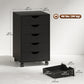 File Cabinet with 5 Drawer Wheels, 15.7" x 15.7" x 26.4", Black