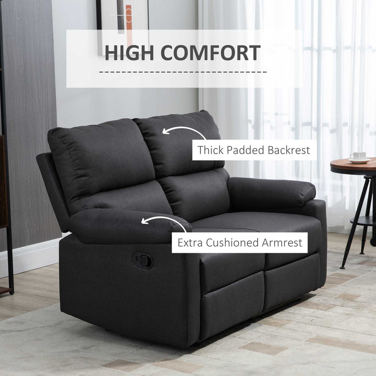 2-Seater Reclining Loveseat with Footrest - Dark Grey