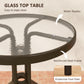 3 Pieces Patio Bistro Set, 2 Stackable Chairs with Tempered Glass Table, for Outdoor, Garden Backyard Porch, Dark Brown