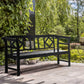 Wooden Outdoor Bench, 3 Person Patio Garden Bench with Diamond Pattern Backrest, Slatted Seat, 792 LBS Capacity, Black