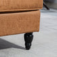 Modern Accent Chair, Leathaire Armchair with Turned Legs and Wide Seat, Comfy Chair for Living Room, Brown