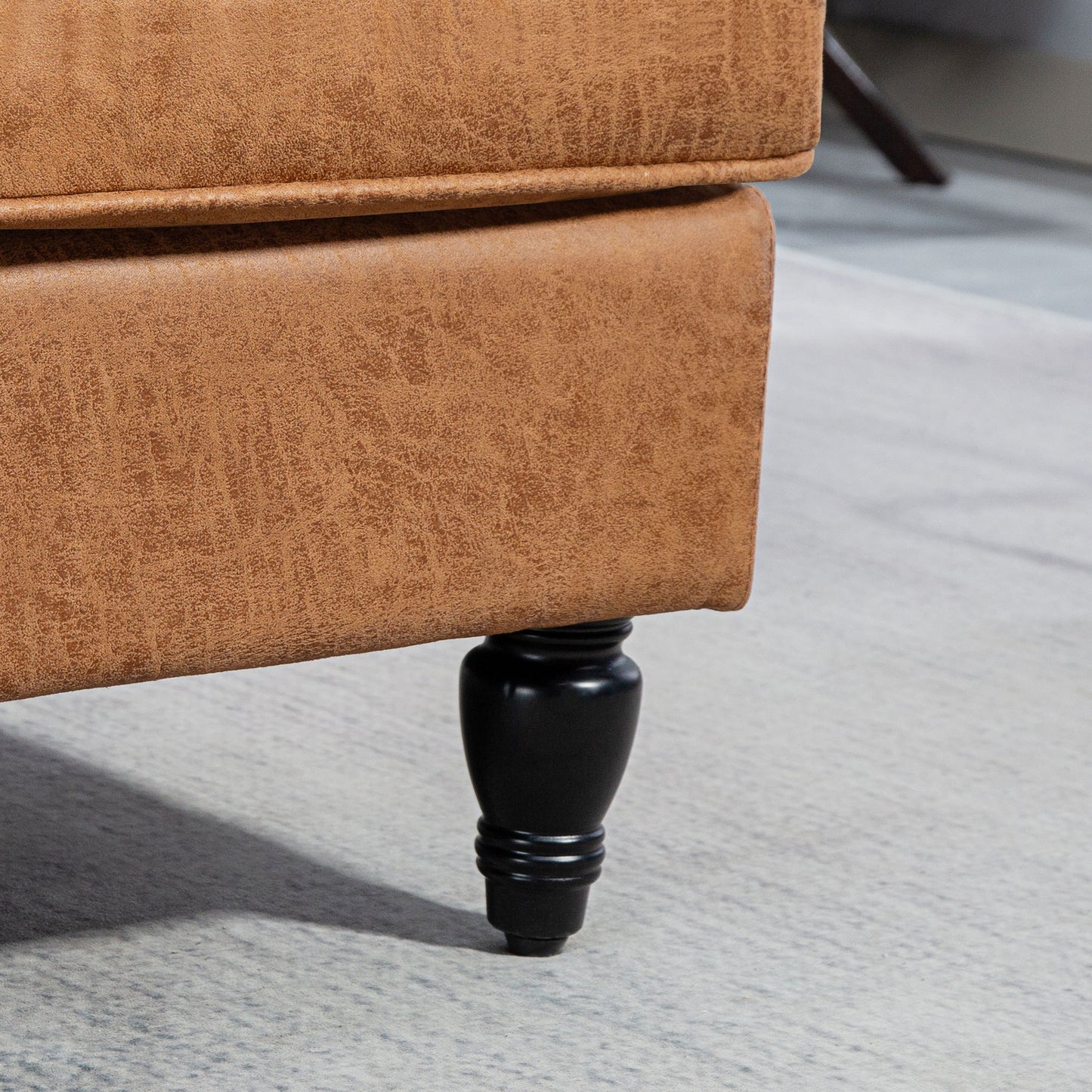 Modern Accent Chair, Leathaire Armchair with Turned Legs and Wide Seat, Comfy Chair for Living Room, Brown