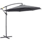 Φ10' Deluxe Patio Umbrella Outdoor Market Parasol Banana Hanging Offset Sunshade Crank Cross Base Grey