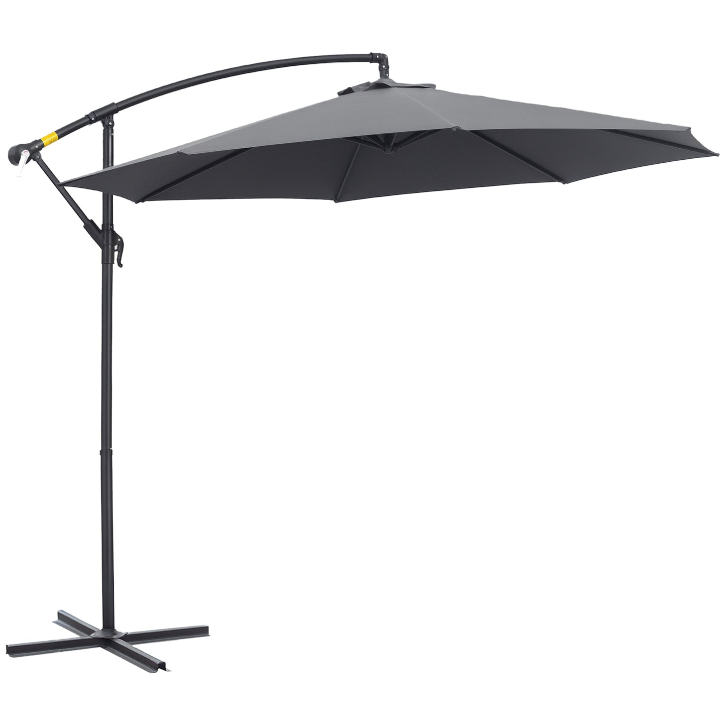 Φ10' Deluxe Patio Umbrella Outdoor Market Parasol Banana Hanging Offset Sunshade Crank Cross Base Grey