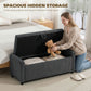Storage Ottoman, Upholstered Corduroy End of Bed Bench with Thick Padding, Storage Bench for Bedroom, Dark Grey