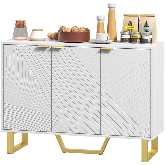 TV Stand Cabinet with Adjustable Shelves - White