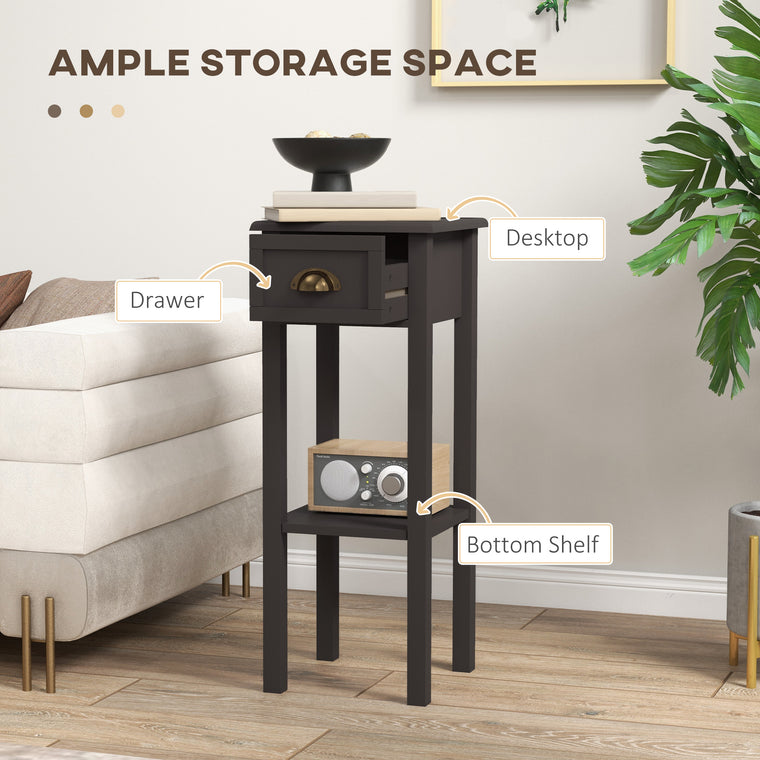 2-Tier Side Table with Drawer - Coffee