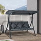 3-Person Patio Swing Chair, Outdoor Porch Swing Bench with Adjustable Canopy, Cushioned Seat, Dark Grey