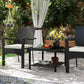 23.6" Rattan End Table, Outdoor Coffee Table with Tempered Glass Top, Storage Shelf for Patio, Garden, Balcony, Black