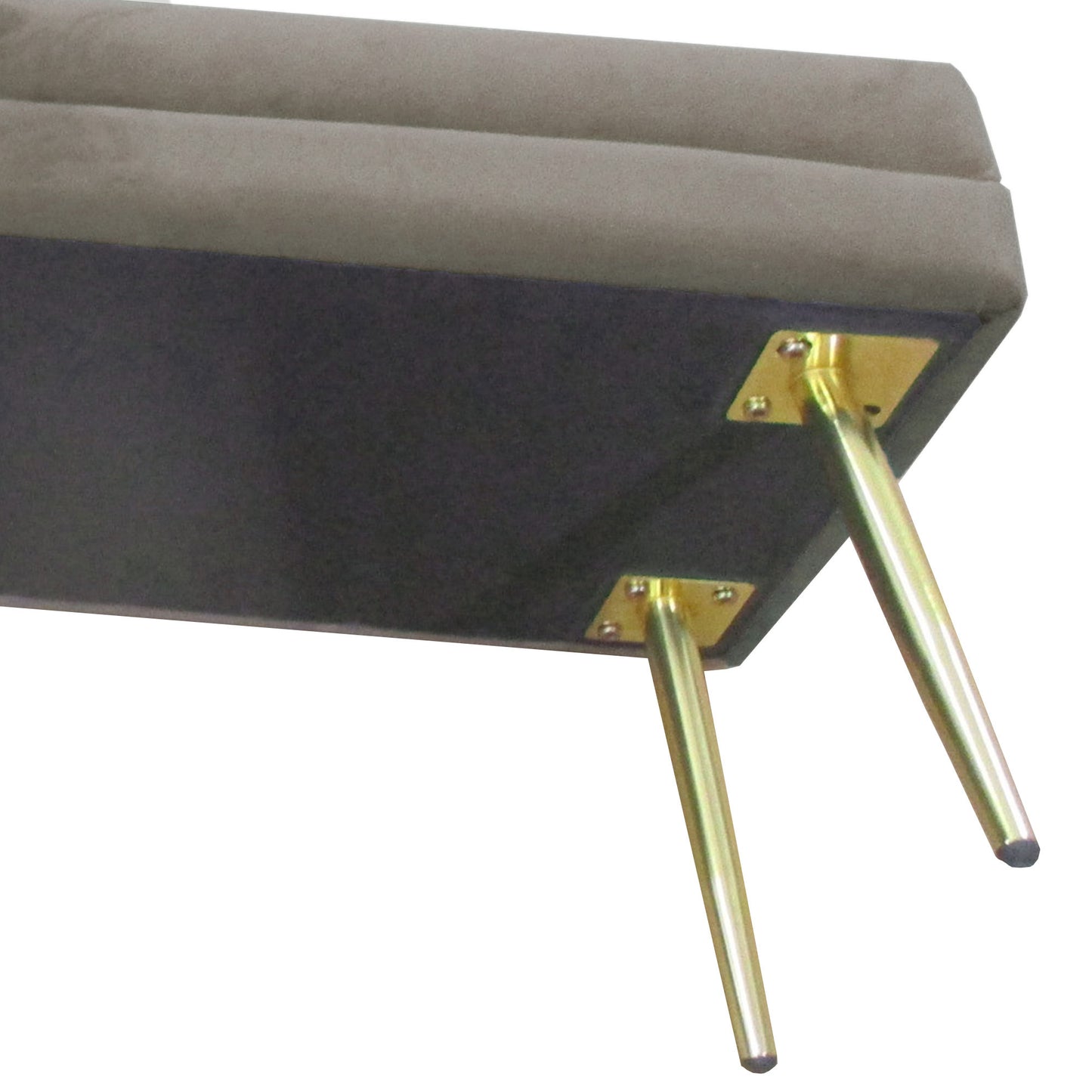 39" Storage Ottoman, Velvet End of Bed Bench with Steel Legs, Foot Stool with Storage for Bedroom, Living Room, Beige