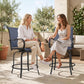 Outdoor Bar Stools Set of 2, 360° Swivel Bar Height Chairs, 26.8" x 29.5" x 48.4", Tan
