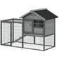 Rabbit Hutch Outdoor, 48"L Large Wooden Bunny Cage with Run, Grey