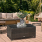 Rattan Wicker Coffee Table with Glass Top Outdoor Garden Patio Furniture Brown Tempered