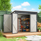 7.5' x 4.3' Outdoor Storage Shed, Waterproof Metal Garden Shed with Lockable Doors, for Backyard, Lawn, Patio, Dark Grey