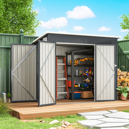 7.5' x 4.3' Waterproof Metal Garden Shed with Lockable Doors