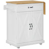 Foldable Rolling Kitchen Island with Drop-Leaf Top - White