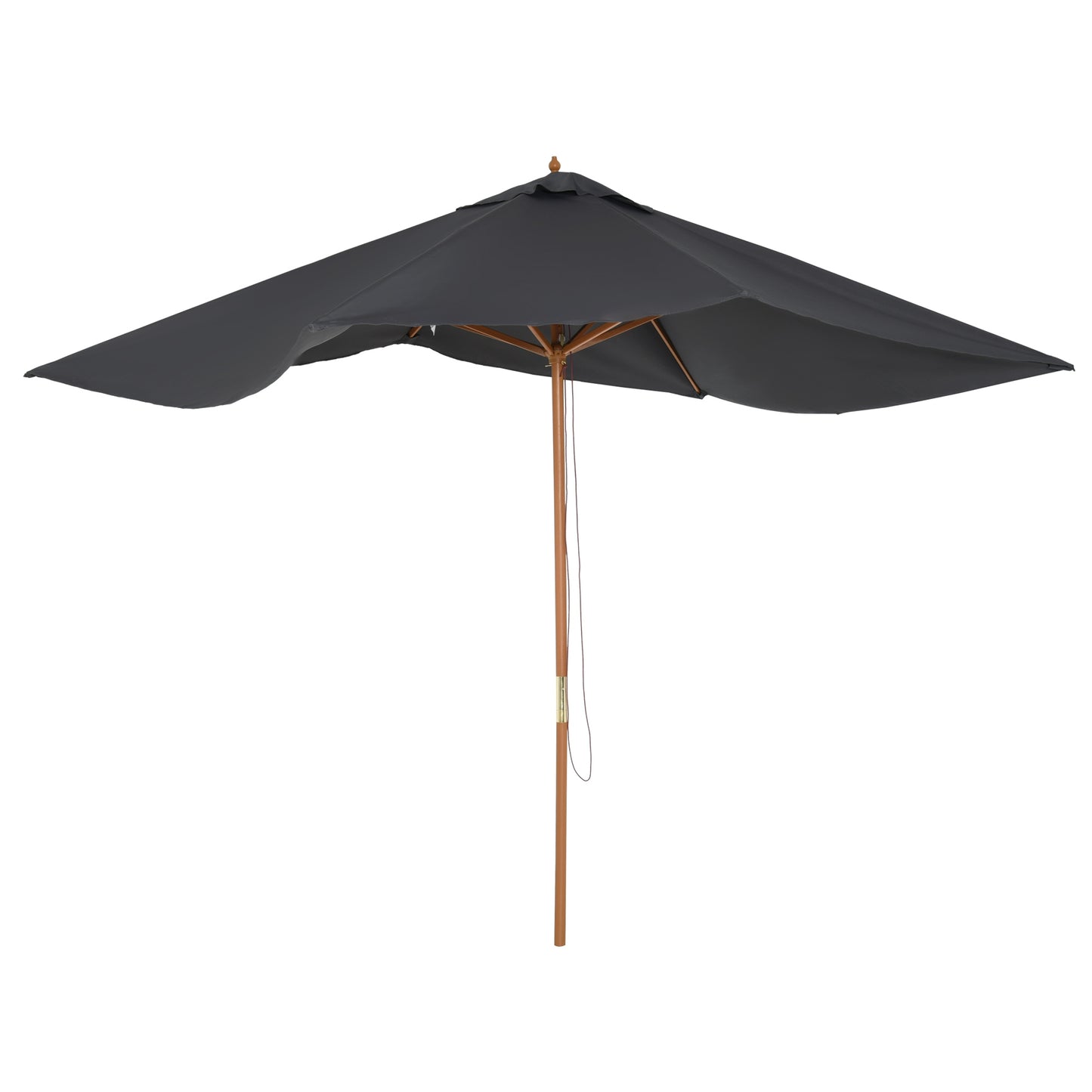7' x 10' Wooden Patio Umbrella, Rectangle Garden Parasol, Outdoor Sunshade Canopy with Bamboo Ribs for Garden, Dark Grey