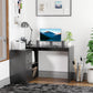 L-Shaped Corner Straight Writing Desk with Storage Shelf, Drawer, Home Office PC Table Computer Workstation, Black