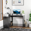 L-Shaped Corner Straight Writing Desk with Storage Shelf, Drawer, Home Office PC Table Computer Workstation, Black