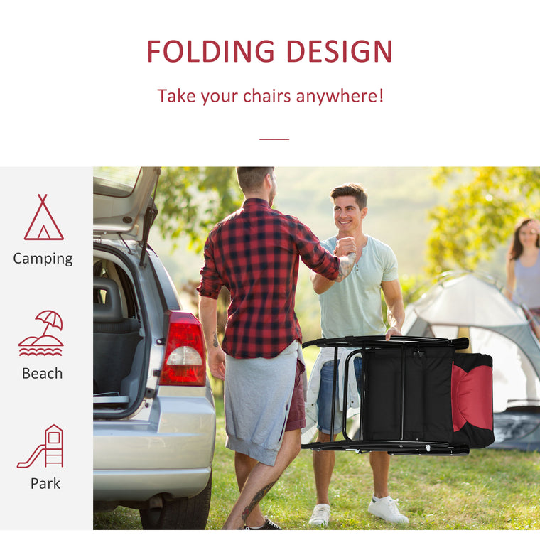 Red & Black Folding Rocking Chair Set with Armrest