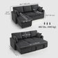 81" Pull-Out Corduroy Sofa Bed with Storage - Dark Grey