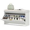 Entryway Shoe Storage Bench with Flip-Drawers - White