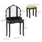Makeup Vanity Desk with LED Mirror & Stool - Black