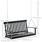 2-Seater Patio Swing Chair, Fir Wooden Porch Swing with Slatted Design, Hanging Chains for Outdoor, Garden, Black