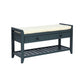 Shoe Rack with Cushioned Seat and Drawers, Pine Wood Frame, Multipurpose Entryway Storage Bench, 39" L x 14" W x 20" H, Antique Navy
