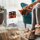 16" Free Standing Electric Fireplace Portable Adjustable Stove with Heater Wood Burning Flame 750/1500W White