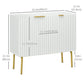 Sideboard Buffet Cabinet with Gold Legs - White