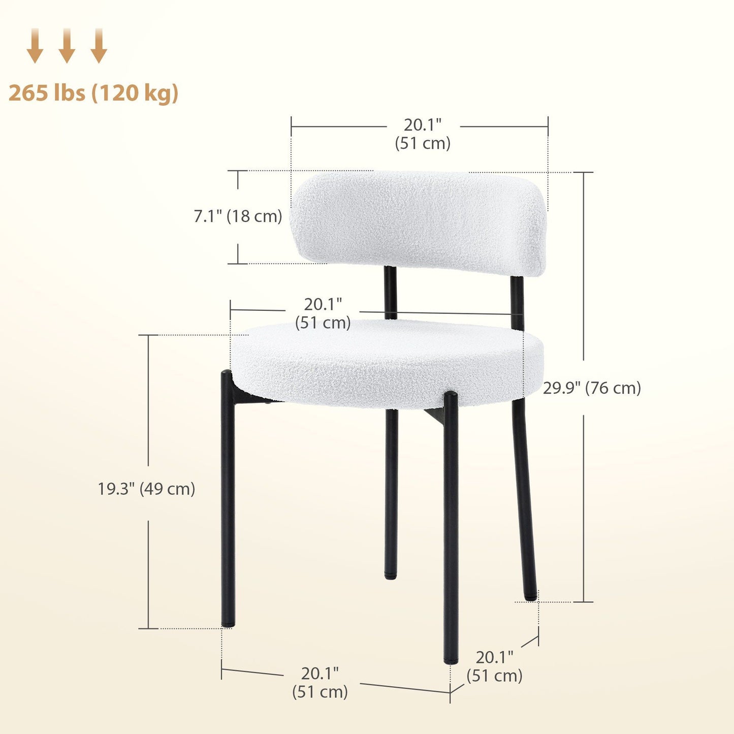 Set of 4 Berber Fleece Dining Chairs - Cream White
