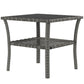 20" Patio Wicker Coffee Table, Outdoor PE Rattan Two-tier Side Table with Glass Top, for Patio, Garden, Balcony, Mixed Grey