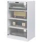 5-Tier Media Cabinet, Media Stand with Adjustable Shelves, Tempered Glass Doors, and Cable Management, Distressed White
