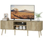 65" TV Stand with Adjustable Shelves and Pine Legs - Oak