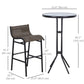 3pcs Patio Bar Set, Outdoor Bistro Set with 2 Bar Stools and 1 Tempered Glass Bar Table, Dining Chat Set, Tan