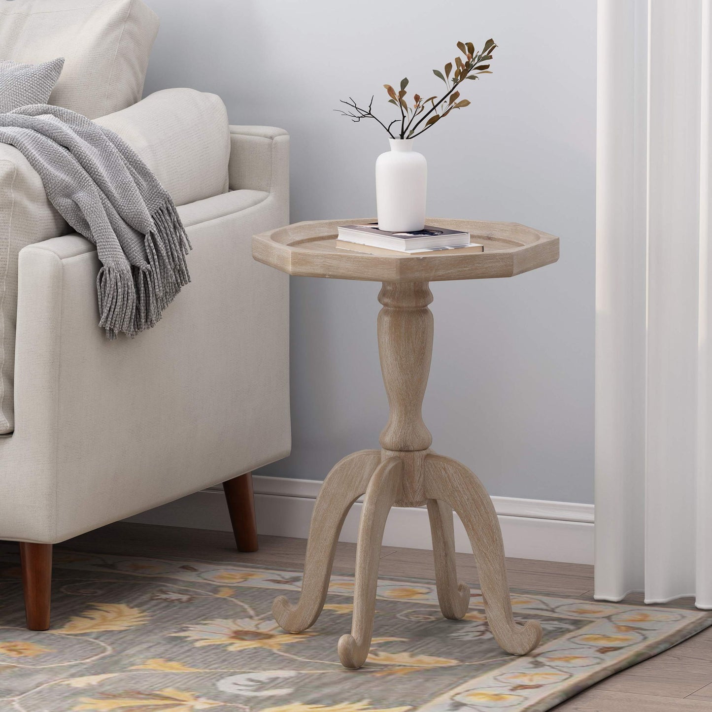 Accent Table with Smooth Walnut Finish, Durable Acacia Wood Construction, No Assembly Required, 18.5" L x 18.5" W x 25" H, Natural