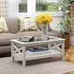 Farmhouse Glass-Top Coffee Table with Storage Shelf