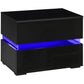 Modern Nightstand, Bedside Table with 2 Drawers, USB Powered RGB LED Lights for Bedroom, Black