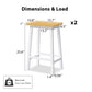Set of 2 Wood Counter Stools with Anti‑Scratch Pads and Pine Legs, Solid Bar Chairs for Instant Style, 15.5'' L x 11'' W x 25.5'' H, White