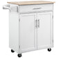Mobile Kitchen Island Cart with Drawer - White