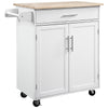 Mobile Kitchen Island Cart with Drawer - White