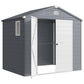 8' x 6' Plastic Garden Storage Shed with Latch Door, Vents, Sloped Roof, Dark Grey