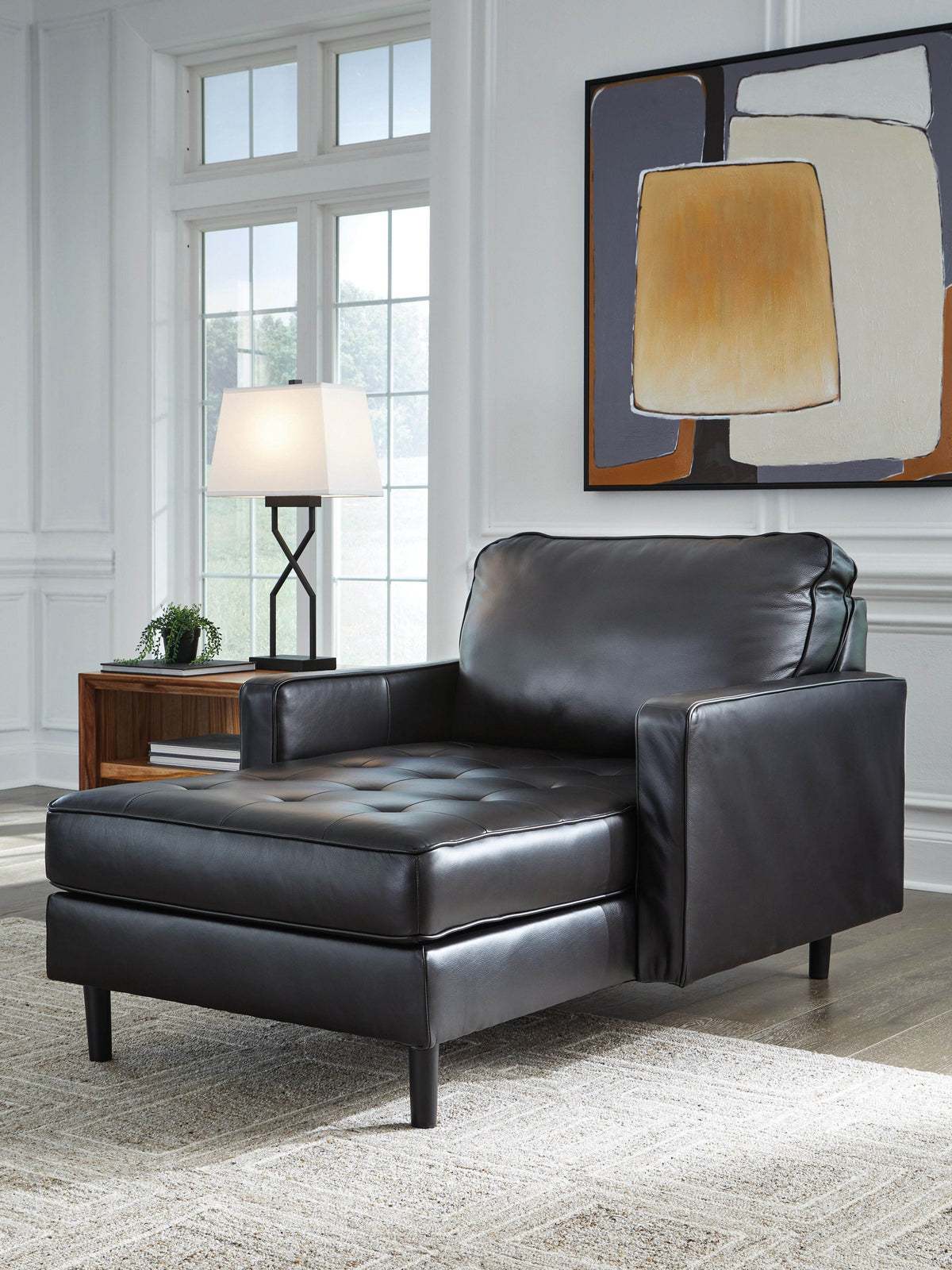 Bryceview - Onyx - Chaise - Leather Match - Forward Furniture