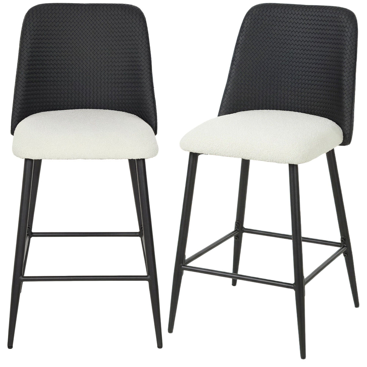 26" Counter Height Bar Stools Set of 2 with Backrest - Black