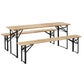 3 Pieces Folding Picnic Table Set, Portable Folding Picnic Table and Benches with Steel Frame for Garden, Park, Natural Wood