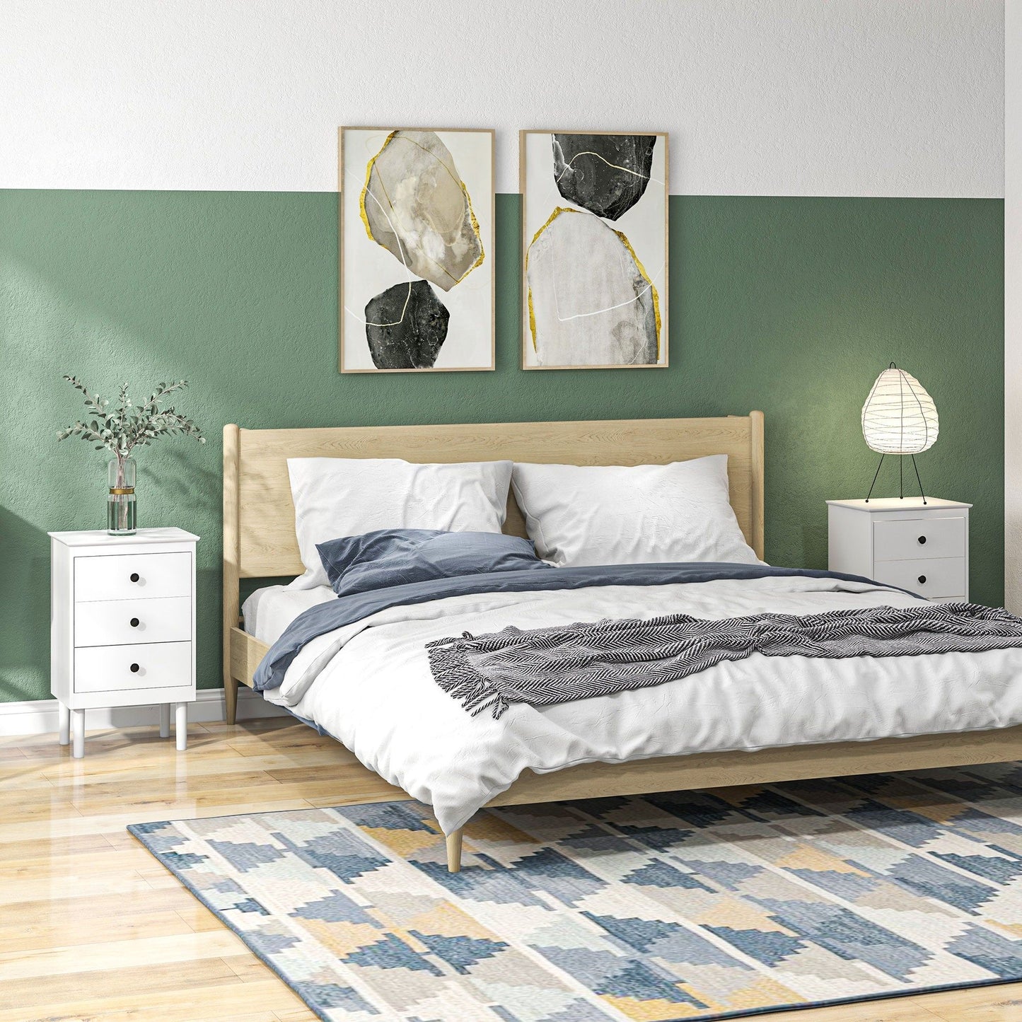 Set of 2 Three-Drawer Nightstands - White